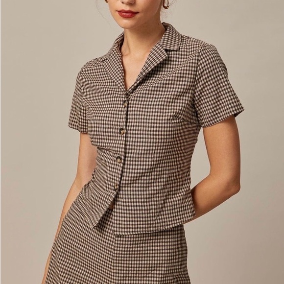 RHIHOAS Brown Gingham checked Shorts Set XL - Picture 5 of 5